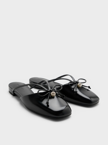 Pearl-Accent Bow Flat Mules