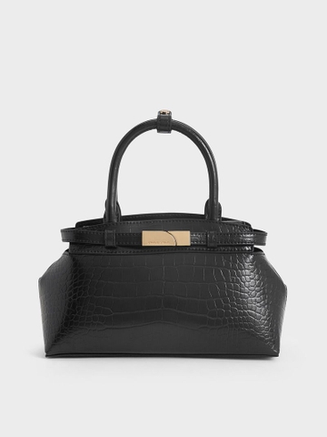Aurelia Croc-Effect Metallic-Accent Elongated Tote