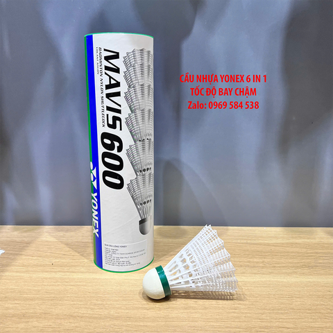 Ống cầu lông nhựa Yonex MAVIS 600 (6 in 1) Trắng - Tốc độ chậm