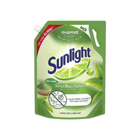 Sunlight Nước Rửa Chén Khử Mùi Tanh Matcha Trà Nhật túi 3.3 kg