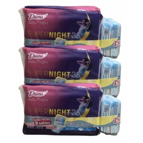 Lốc 6 Băng Vệ Sinh Diana Ban Đêm Siêu Thấm 35cm