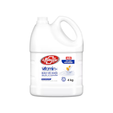 Lifebuoy Nước Rửa Tay Chuyên Dụng Vitamin+ Sữa Dưỡng Ẩm Xanh Can 4kg.