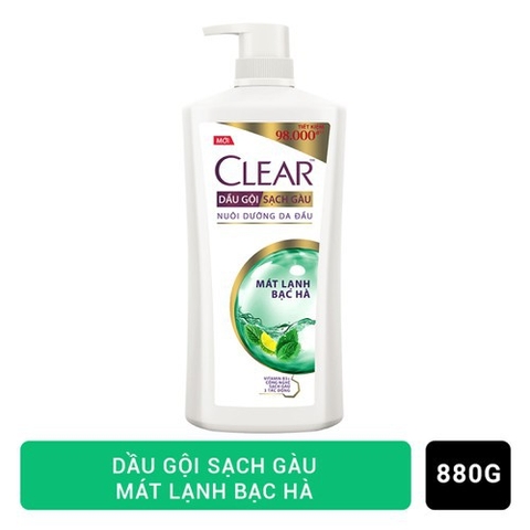 Clear Dầu Gội Mát Lạnh Bạc Hà Chai - 880G
