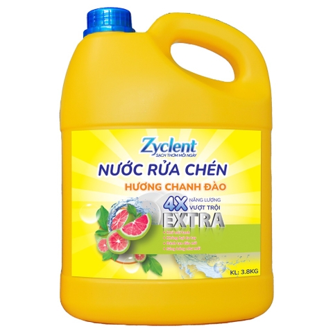 Nước Rửa Chén Zyclent Extra Hương Chanh Đào - 3.8KG