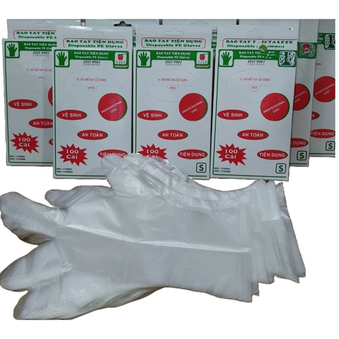 Hộp Bao tay xốp tiện dụng THP trong suốt an toàn vệ sinh thực phẩm -Hộp 100 cái