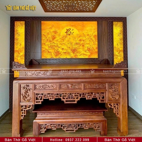 Bàn Thờ Gỗ Hương Tài Lộc 197x89 GV-TD011