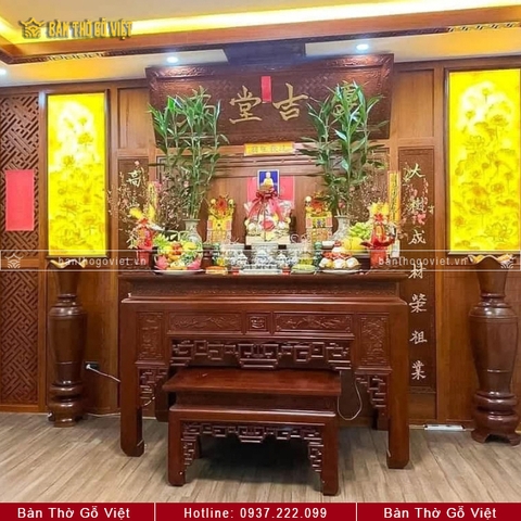 Bàn Thờ Đứng Gỗ Sồi Mẫu Đẹp Truyền Thống 153x61 GV-TD020