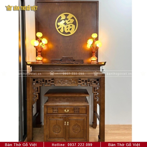Bàn Thờ Chung Cư Gỗ Sồi Đẹp 107x61x127 GV-TD028