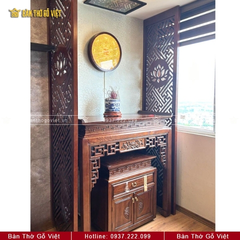 Bàn Thờ Chung Cư Gỗ Sồi Hiện Đại 107x61x127 GV-TD029