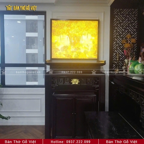 Bàn Thờ Chung Cư Gỗ Sồi Hoa Sen 89x61x127 GV-TD024