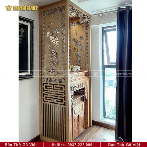 Bàn Thờ Chung Cư Gỗ Sồi Nhỏ Gọn 81x61x127 GV-TD027