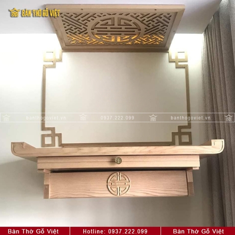 Bàn Thờ Treo Tường 89x48 Gỗ Sồi Đẹp GV-TR116