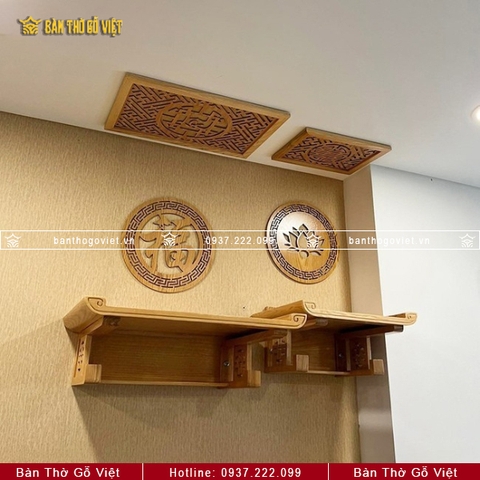 Bàn Thờ Treo Tường Đôi Gỗ Sồi Chân Thọ GV-TR024