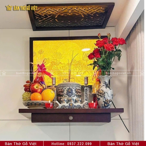 Bàn Thờ Treo Tường Gỗ Hương Mẫu Lục Hợp GV-TR109