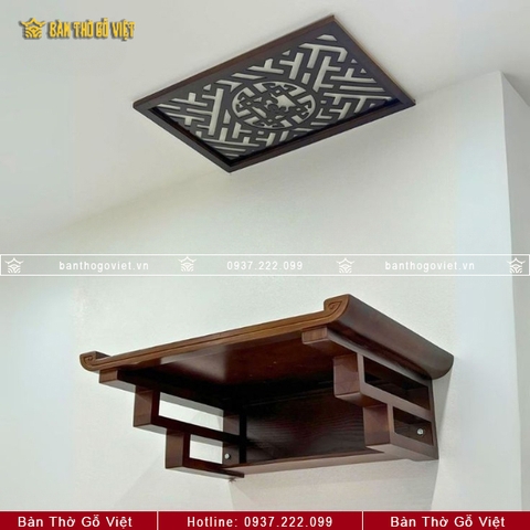 Bàn Thờ Treo Tường  Chân Thang Đẹp Màu Hạt Dẻ 61x41 GV-TR027