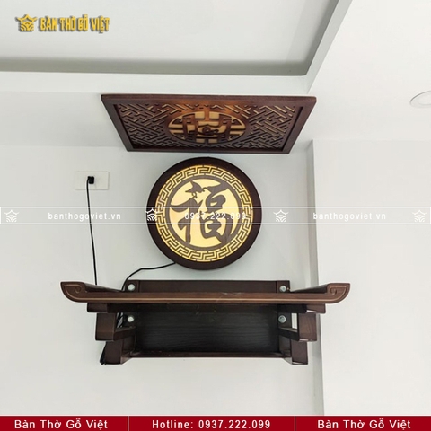 Bàn Thờ Treo Tường Gỗ Sồi Chân Thang Nhỏ Đẹp GV-TR028