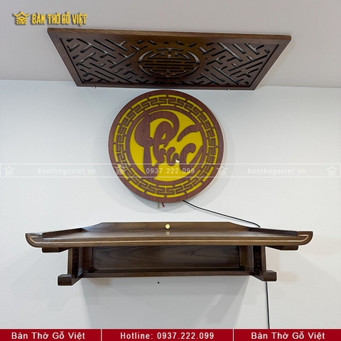 Bàn Thờ Treo Tường Gỗ Sồi Chân Thọ Màu Óc Chó GV-TR012