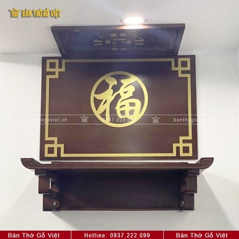 Combo Bàn Thờ Treo Tường Gỗ Sồi Có Vách Hậu GV-TR030