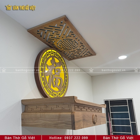 Bàn Thờ Treo Tường Gỗ Sồi Nghênh Phúc GV-TR006