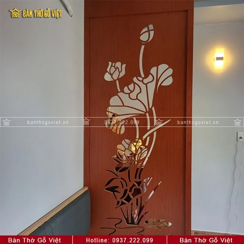 CNC Vách Ngăn Phòng Thờ Hoa Sen GV-VN005