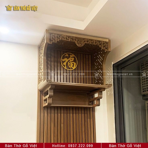 Combo Bàn Thờ Treo Tường Gỗ Sồi Có Vách Ngăn 61x41 GV-TR112