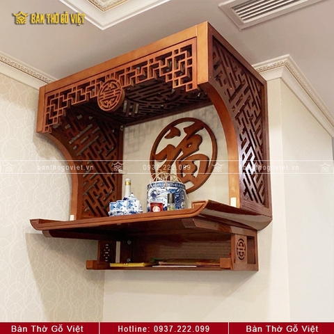 Combo Bàn Thờ Treo Tường Gỗ Sồi Truyền Thống 61x41 GV-TR107