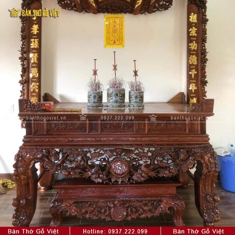 Sập Tứ Linh Gỗ Gụ Cao Cấp 217x107x127 GV-TD033