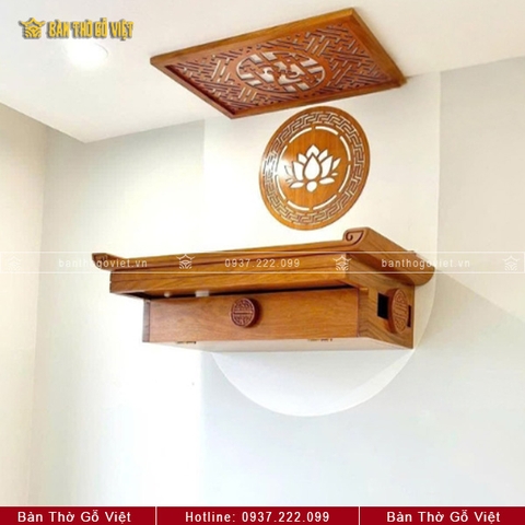 Bàn Thờ Treo Tường Gỗ Gõ Đỏ Tài Lộc 81x48 GV-TR015