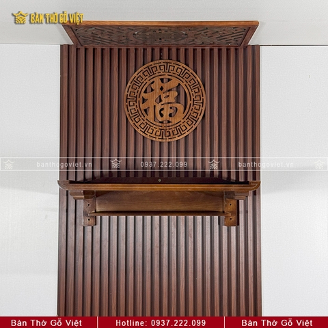 Bàn Thờ Treo Tường Gỗ Sồi Chân Bắp Màu Óc Chó GV-TR021