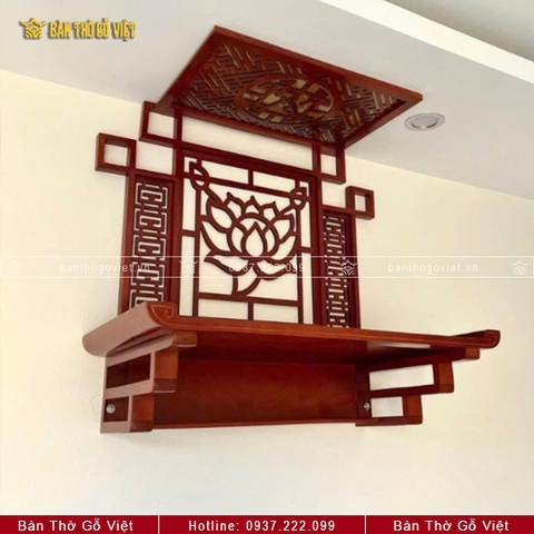 Bàn Thờ Treo Tường Gỗ Sồi Chân Thang Màu Cánh Gián GV-TR013