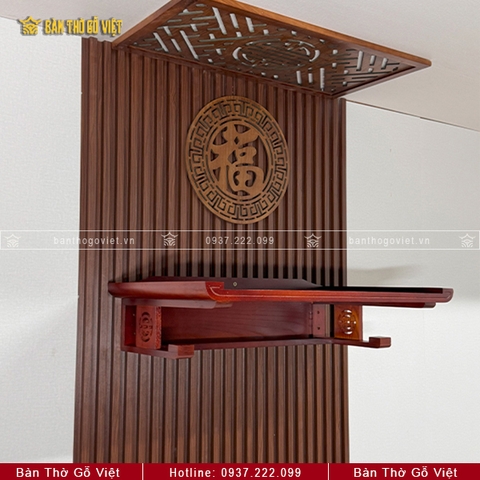 Bàn Thờ Treo Tường Gỗ Sồi Chân Thọ Màu Cánh Gián GV-TR023