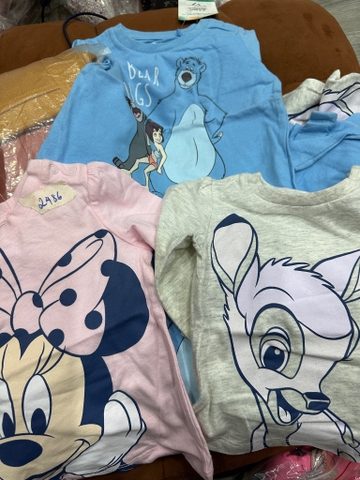 Áo cotton dài tay Disney 4 mẫu Nai Bambi, Minnie, Mickey