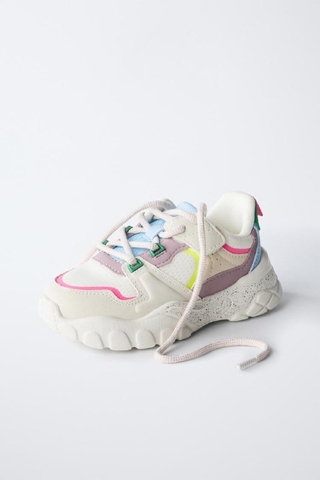Giày Zara lưới trắng mix sắc màu đế cao 3cm