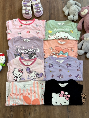 Bộ cotton H&M nhân vật Sanrio Kuromi, Melody, Cinnamoroll, Hello Kitty
