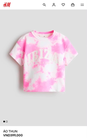 Áo phông hồng loang H&M Ibiza