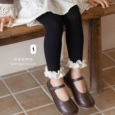 Quần tất ống viền bèo 9 màu cho bé