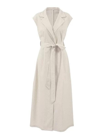 Váy suông sát nách màu kem có đai lưng