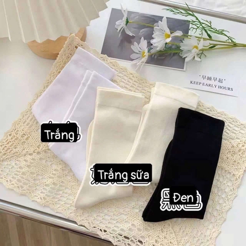 Set 10 đôi tất trơn 3 màu trắng, be, đen