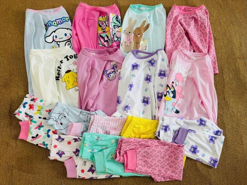 Bộ cotton dài tay Hiunikids 8 mẫu Cinnamoroll, Bướm, Thỏ xanh, Ngựa Unicorn, Hello kitty, Kuromi hồng, Kuromi tím, Bluey