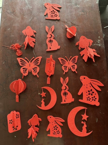 Set nỉ dạ đỏ 16 chi tiết