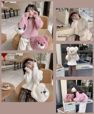 Áo len lông thỏ mềm 2 màu hồng, trắng