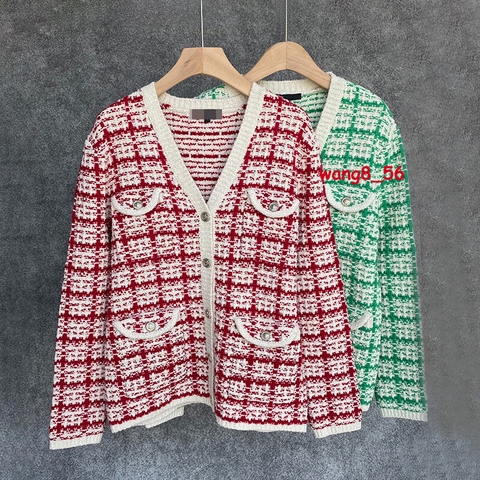 Áo khoác cardigan len Maje 2 màu xanh và đỏ