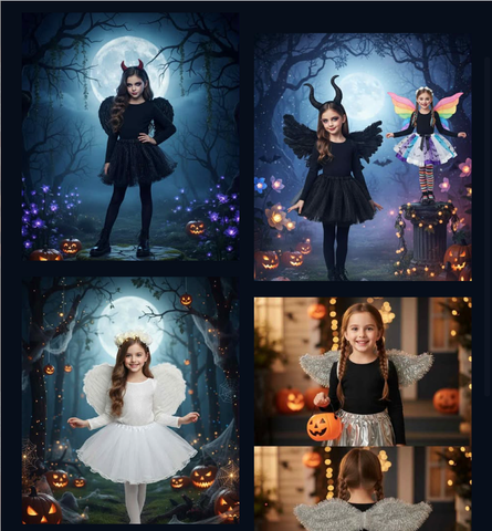 Bộ hoá trang Halloween bé gái gồm cánh, chân váy