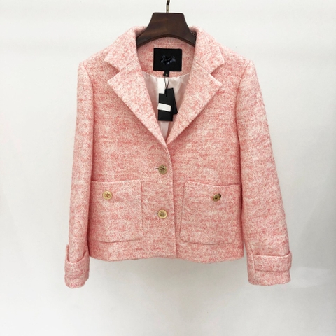 Áo khoác MAJE blazer dạ tweed hồng