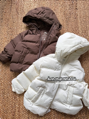 Áo phao ZARA dáng chữ A 2 màu nâu, trắng siêu nhẹ, chống nước