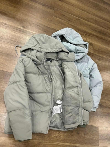 Áo khoác phao Zara dáng ngắn có mũ 4 màu ghi đậm, ghi nhạt,