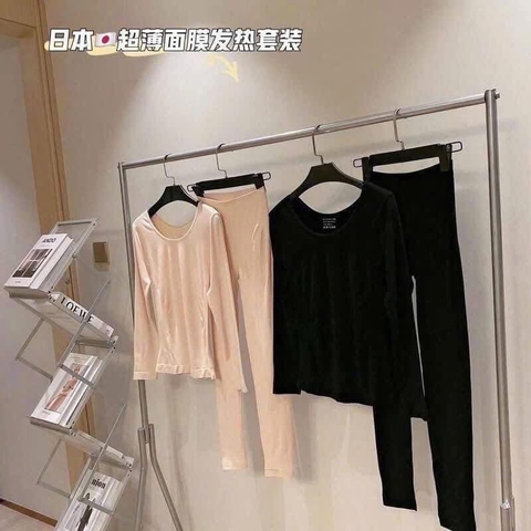 Bộ giữ nhiệt nữ túi giấy 2 màu đen và da