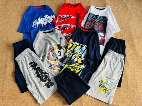 Bộ cộc tay Oshkosh bé trai 5 mẫu ô tô đỏ bóng rổ S2, skater trắng...