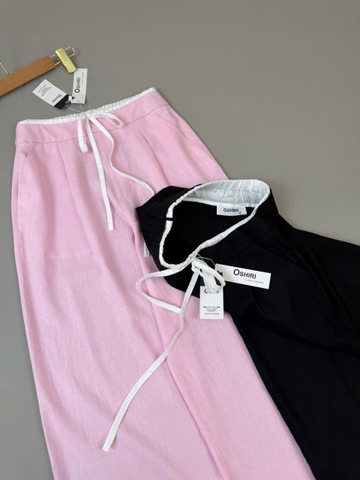 Quần đũi linen OSHIRI cạp trắng 2 màu hồng, đen cho nữ