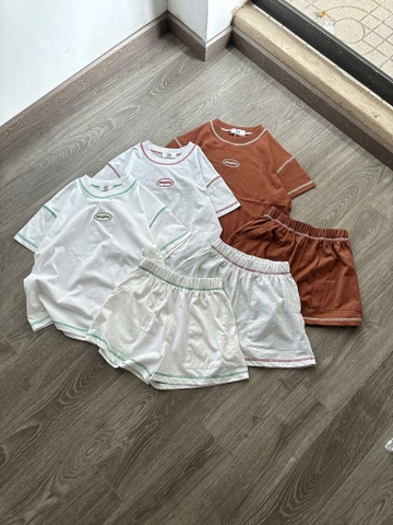 Bộ cộc tay GP quần short blingbling 3 màu trắng, ghi, nâu